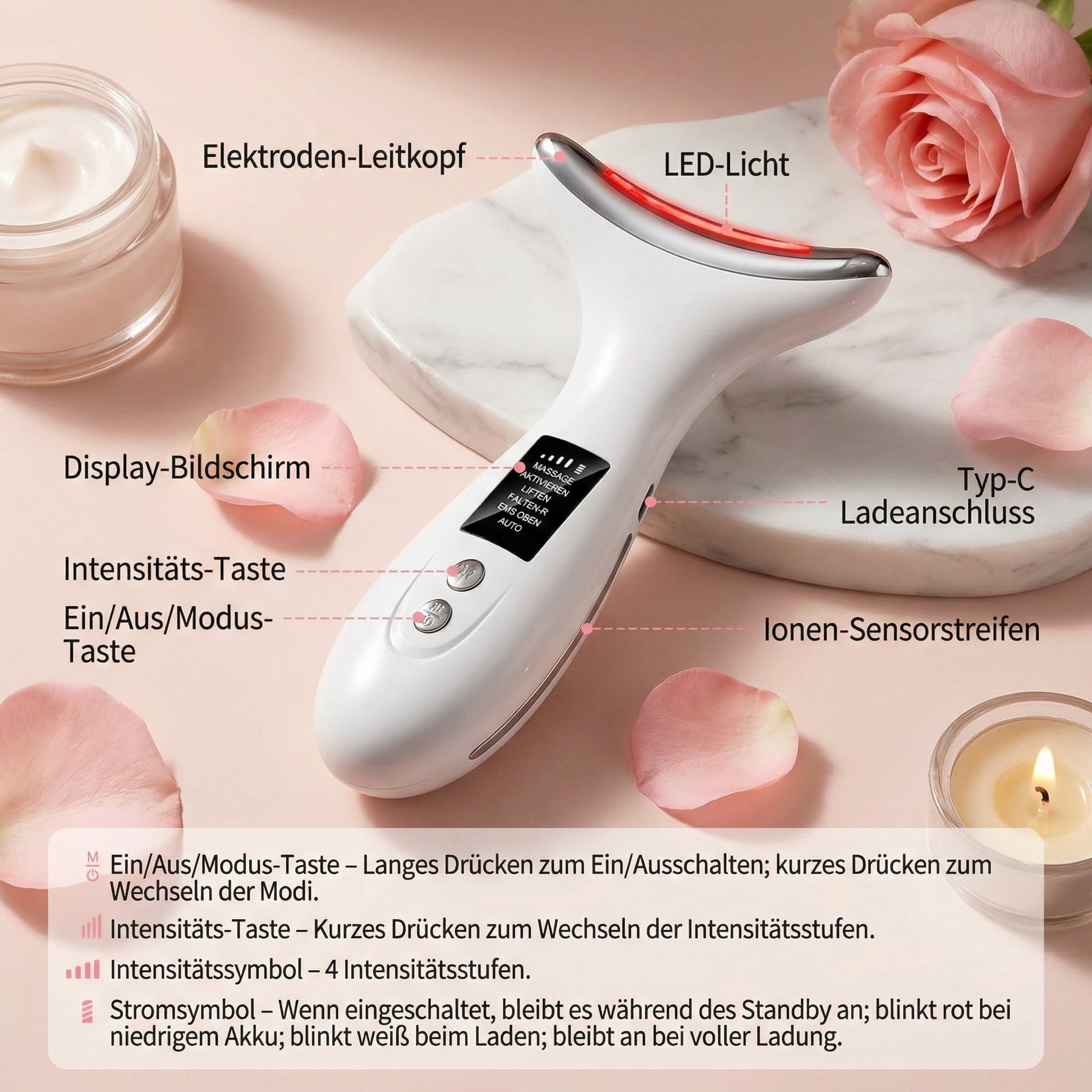 7 Colors LED Lights Face Neck Beauty Device Vibration Massage Improve Neck Lines Home Use Face Lifting Machine 7 Modes Gifts AF