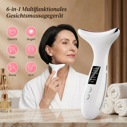 7 Colors LED Lights Face Neck Beauty Device Vibration Massage Improve Neck Lines Home Use Face Lifting Machine 7 Modes Gifts AF