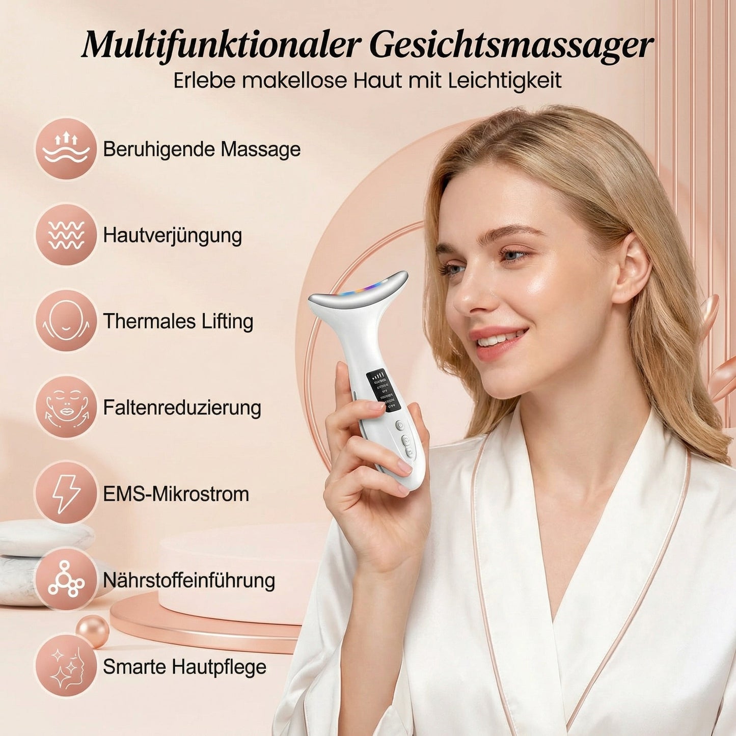 7 Colors LED Lights Face Neck Beauty Device Vibration Massage Improve Neck Lines Home Use Face Lifting Machine 7 Modes Gifts AF